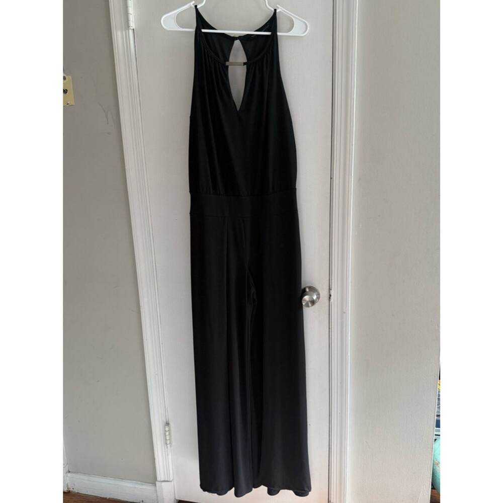 White House Black Market Black Sleeveless Halter Jumpsuit Size S